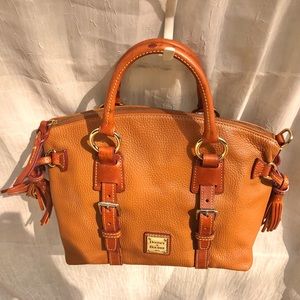 Brown Pebbled Leather Top Handle Dooney Satchel